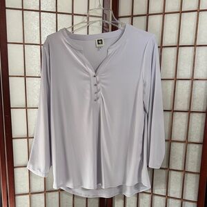 Anne Klein Soft Light Purple/Gray Blouse with Button Detail